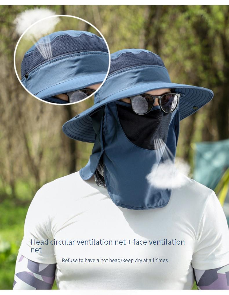 Cappello da sole a copertura totale per uomo - Protezione UPF50+ per viso e collo con zanzariera (antipolvere e traspirante, ideale per pesca/attività all'aperto)_voghion.com