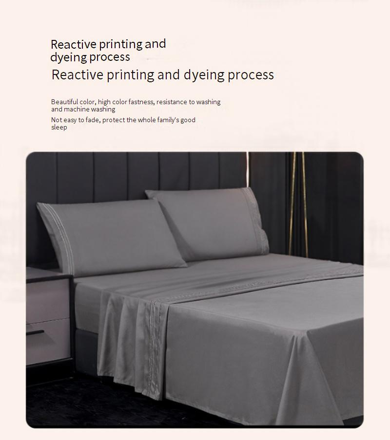 Set di biancheria da letto ricamato in cotone spazzolato - 4 pezzi, matrimoniale, con lenzuolo con angoli_voghion.com