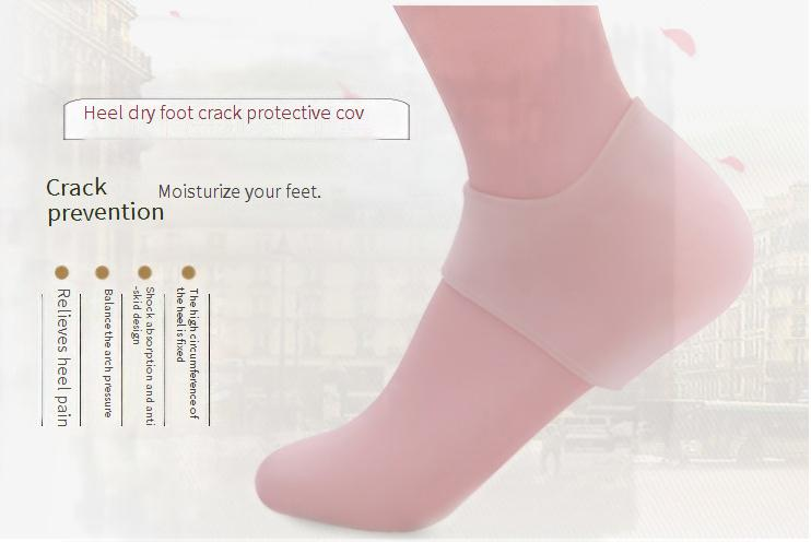 Protezione per tallone in silicone per dolore al tallone, uomini e donne, calzini anti-crepa, copertura per tallone, calzini anti-crepa, tipo di copertura_voghion.com