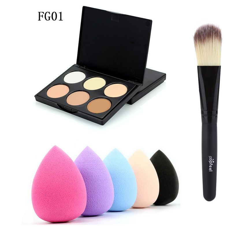 Set di trucco POPFEEL 3 pezzi Palette di trucco Palette di fondotinta combinata Pennello per cipria Beauty Beginner Studio_voghion.com