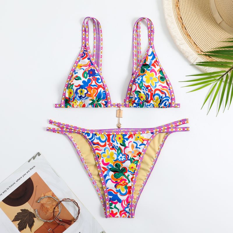 Swimsuit Female Bohemian Print Split Bikini Triangle Vintage Sexy Bikini_voghion.com