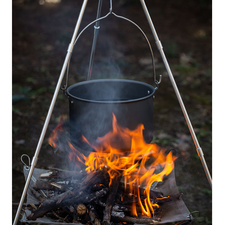 Outdoor Hanging Camping Large BBQ Soup Portable Cookware Set For Road Trips Picnic Non-Stick Pot_voghion.com