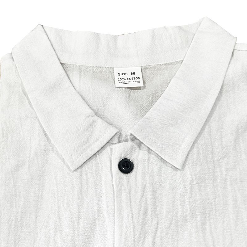 Langärmliges Herrenhemd aus Baumwolle – Relaxed Fit, Button-Down-Kragen, einfarbig, für Strand und Alltag_voghion.com