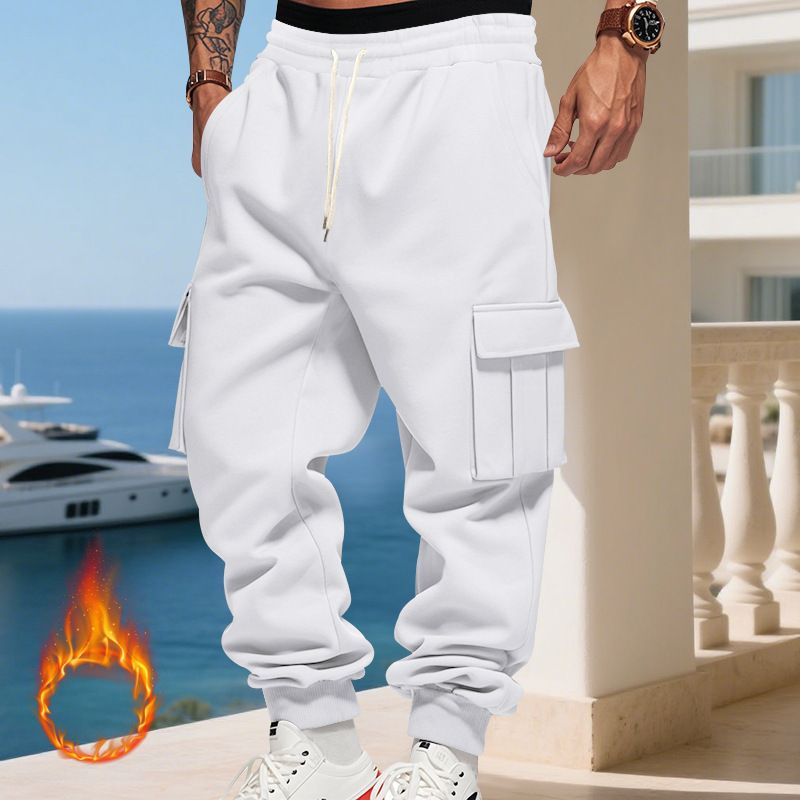 Pantaloni cargo da uomo foderati in pile - Jogger casual caldi invernali con tasche multiple, vestibilità ampia, vita elastica, comodi ed eleganti per l'uso quotidiano_voghion.com