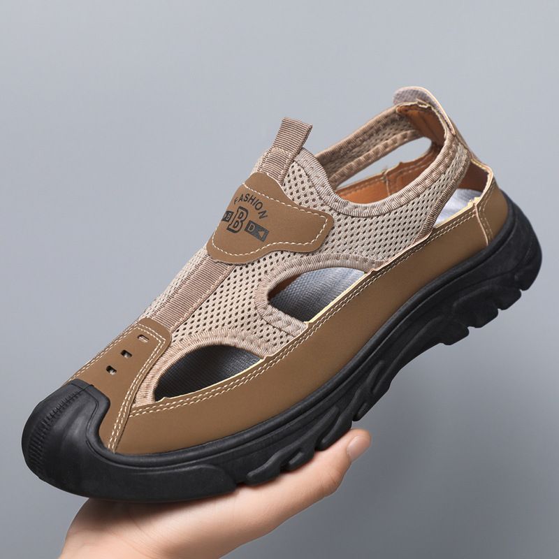 Sandali estivi traspiranti da uomo con punta, scarpe traforate, scarpe sportive antiscivolo e casual in rete cava per esterni_voghion.com