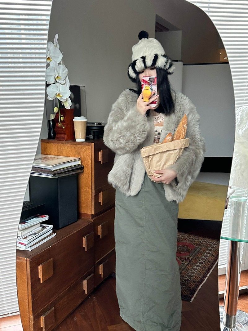 Duży pluszowy kapelusz damski, uroczy kapelusz w kształcie kuli dla dziewczynek na jesień i zimę, wyszczuplający dzianinowy kapelusz_voghion.com