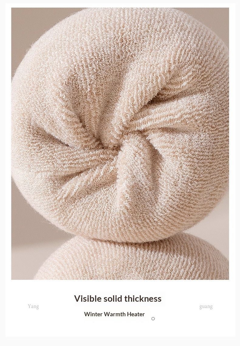 Voyage Knee Pads Women Autumn Winter Over-the-Knee Leg Warmers Terry Fleece Thickened Warm Non-Slip Black Women's Long Socks_voghion.com