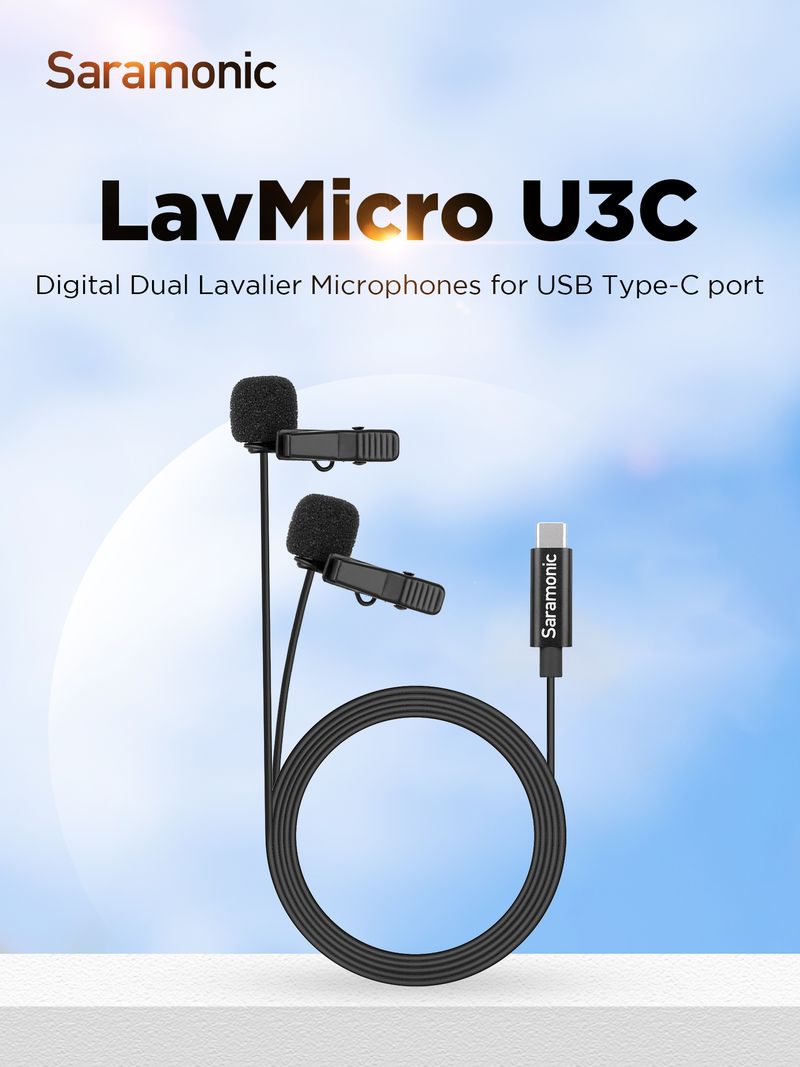 Saramonic LavMicro U3C USB Type-C kondenzátor kettős Lavalier hajtókamikrofon Android okostelefonhoz Youtube videó_voghion.com
