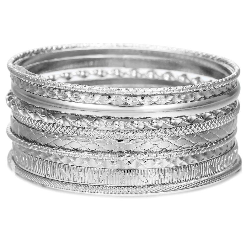 Conjunto de pulseiras de metal boêmio empilháveis, retrô, exagerado, mix and match, pulseira de coração vazado, joia_voghion.com