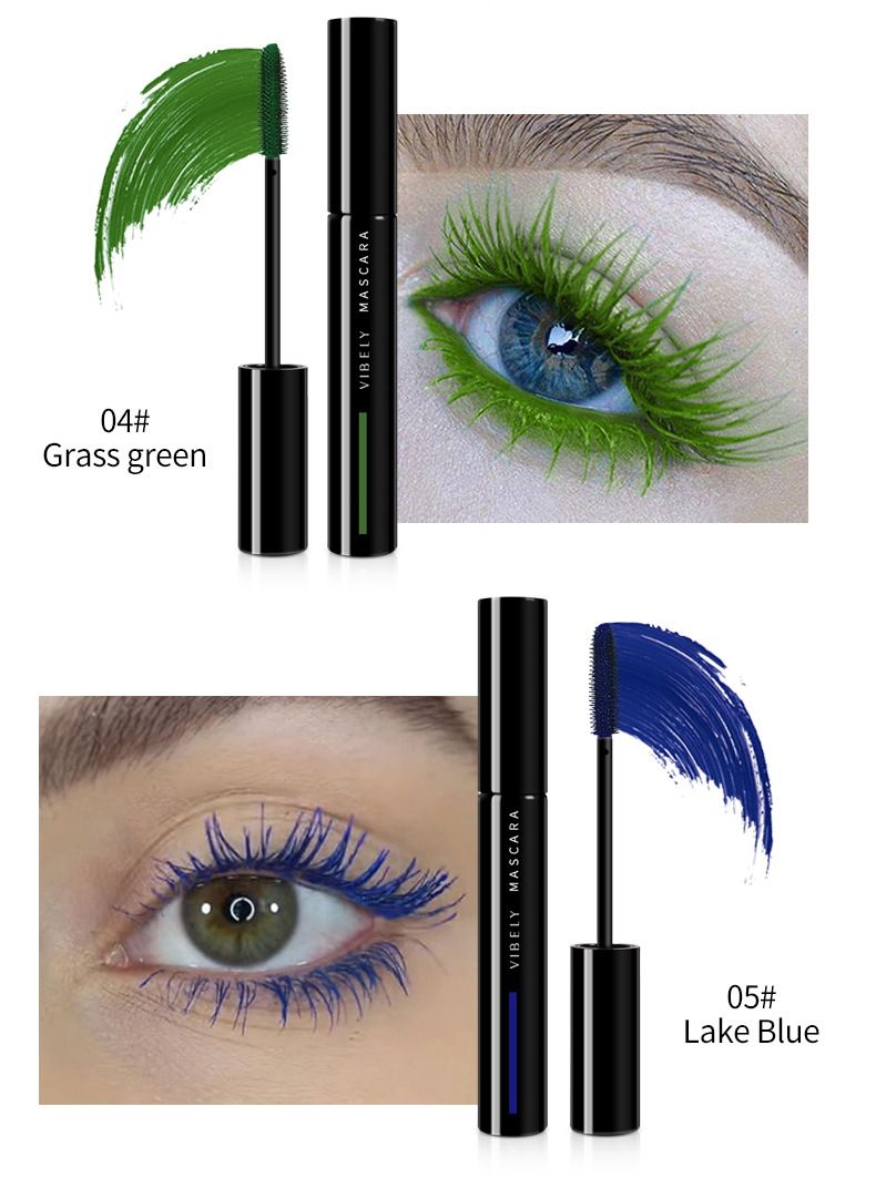 Colorful Eye Black, Waterproof, Non Smudging, Thick Curly, Colorful 4D Mascara Primer_voghion.com