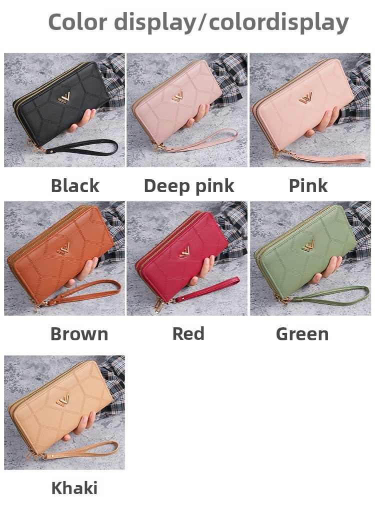 Women's Long Wallet, Double Zipper, Large Capacity Clutch Bag, Double Wallet, Mobile Phone Bag._voghion.com