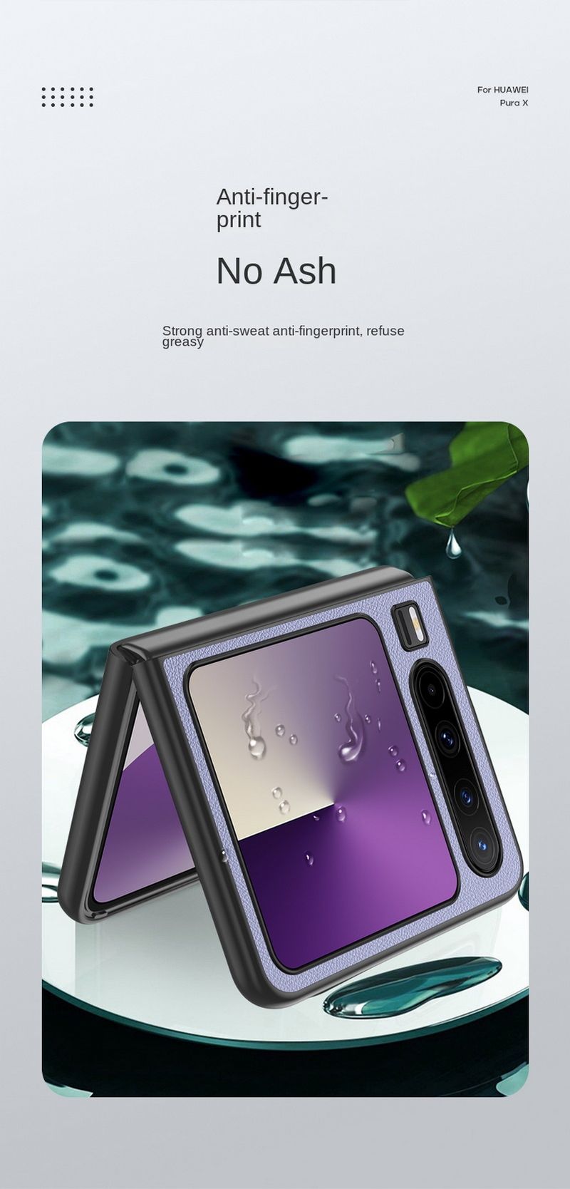 Custodia in pelle liscia per Huawei Pura X Custodia rigida e sottile per telefono Huawei Pura X_voghion.com