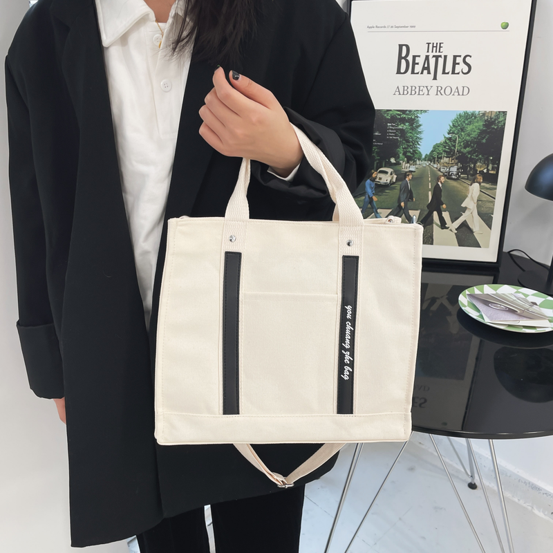 Handbag Women Canvas Shoulder Bag Large-Capacity Tote Bag Preppy Student Messenger Bag_voghion.com