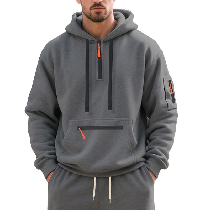 Herren Fleece-Kapuzenpullover – Warmer Winterpullover, Oversize-Passform, Lässige Streetwear (Schwarz, Weiß, Marineblau, Khaki, Grau) – M-XXXL_voghion.com