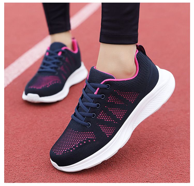Comfortable all black 2024 spring/summer mesh breathable sports women's soft sole running casual work shoes_voghion.com