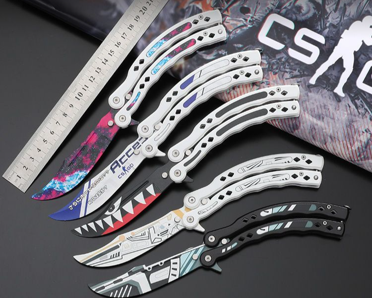 CSGO Butterfly Flip Anfänger Übungsspielzeug Klappbares tragbares Outdoormesser Vollstahl Ungeschärft_voghion.com