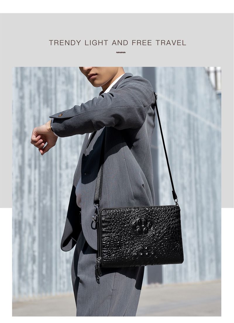 Men's Crocodile Pattern Leather Messenger Bag - Large Capacity Business & Casual Crossbody Bag Multi-Functional Designer Handbag_voghion.com