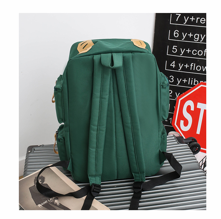 Canvas backpack large capacity travel computer men's backpack couple collegiate style female high school college student school bag_voghion.com