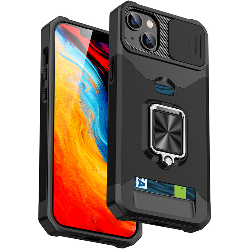 Slide Camera Lens Protector Armor Case für iPhone 15 13 14 11 12 Pro Max 13Mini XR X XSMAX 7 8 6 Plus SE2 Kartensteckplatz Military Grade Bumpers Ring Cover_voghion.com