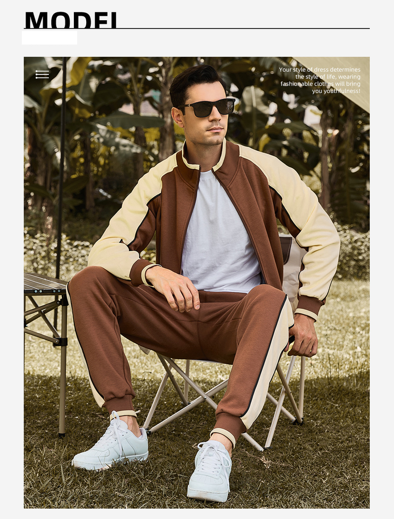 Roupas masculinas de manga comprida com capuz plus size roupas esportivas e de lazer de duas peças masculinas_voghion.com