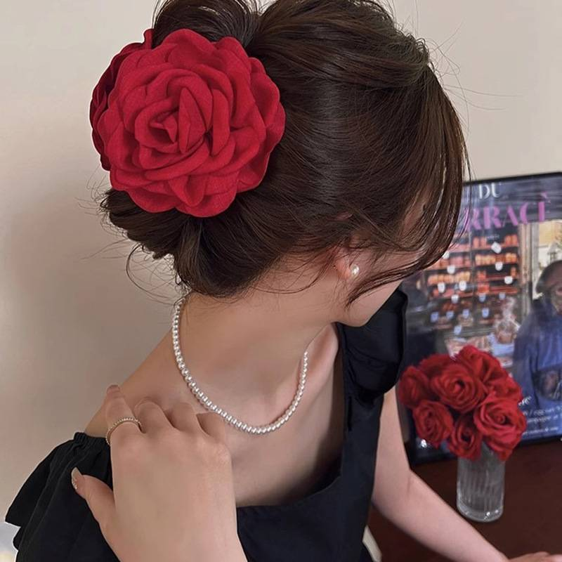 Agrafă de păr Sweet Rose pentru femei cu temperament avansat, cu model inversat de rechin, agrafă de păr, accesoriu personalizat pentru pălării_voghion.com