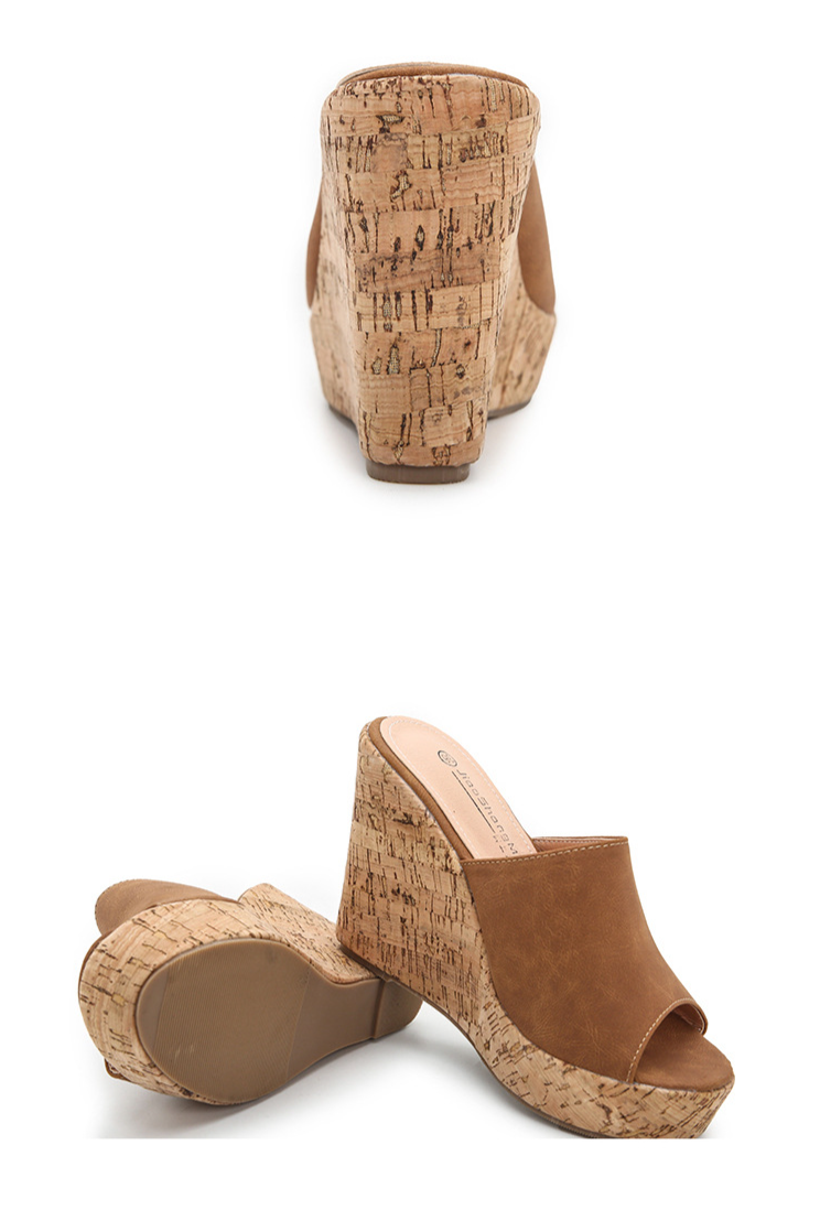 Women's Platform Peep-Toe Sandals - Wide Width Comfortable Casual Slides For Women_voghion.com