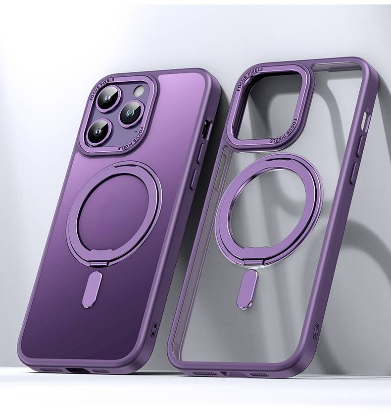360° drehbare, magnetische, stoßfeste Hülle für das iPhone 17 Pro Max/Pro/Air mit Soft-Touch-Mattoberfläche und Metallständer (kompatibel mit der iPhone-Serie 11–17)_voghion.com