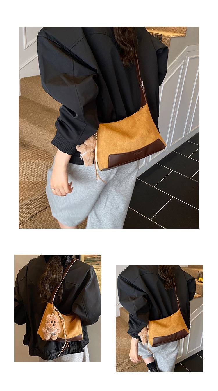 KOOSSOASIS Shoulder Bag, High-end Commuter Bag, Crossbody/shoulder/handbag, Leopard Print Color-block Casual Dumpling Bag._voghion.com