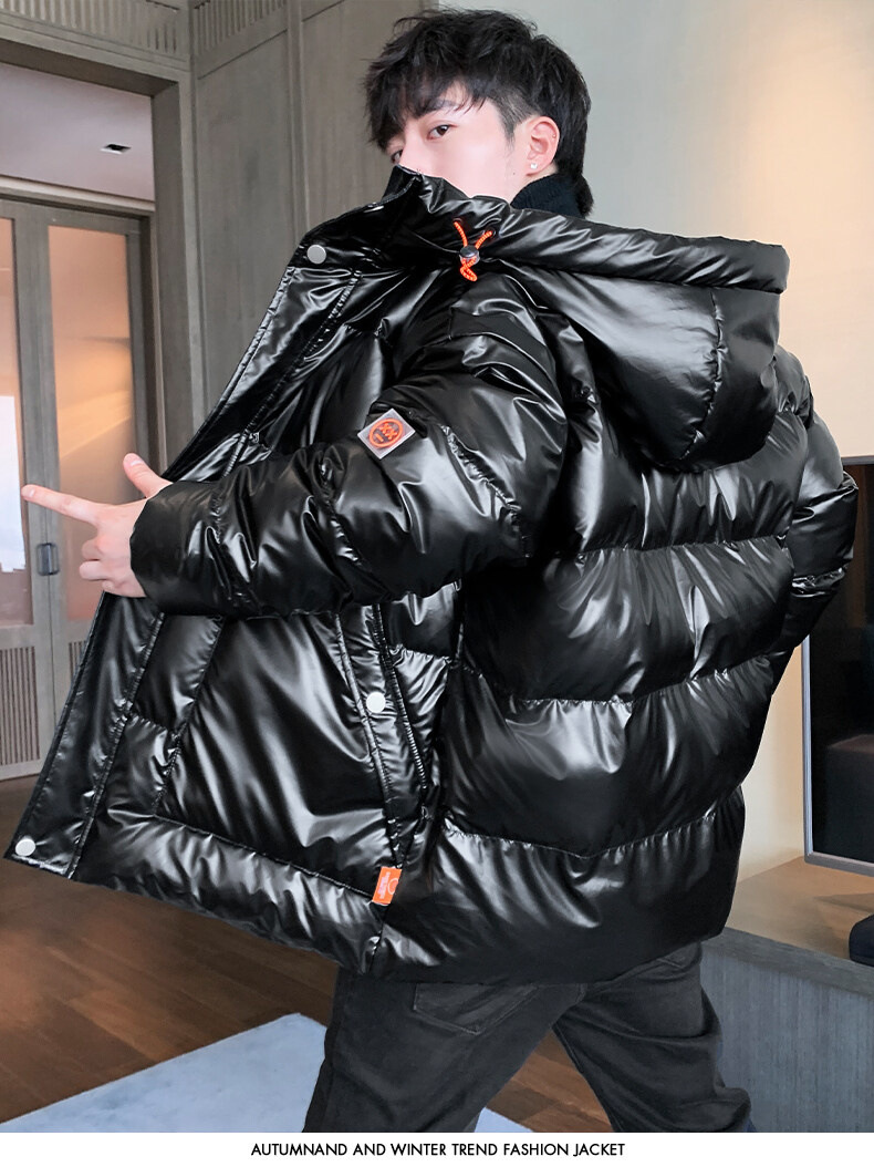 Herbst Winter Herren Baumwolle gefütterte Freizeitkleidung Herren dicke warme Kleidung Jacke glänzender Mantel große Herrenbekleidung_voghion.com