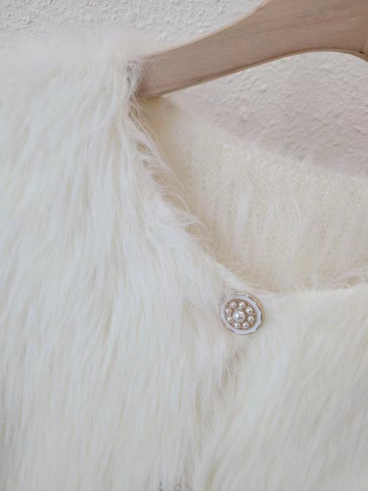 Damenbekleidung Fleece-Strickjacke Pullover Jacke Frauen Herbst und Winter verdickt neue kurze weiche wachsartige_voghion.com