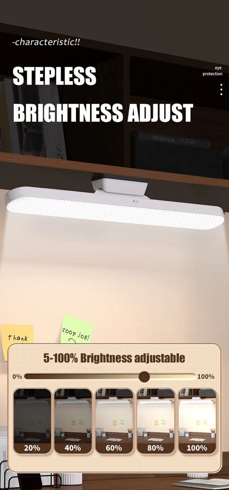 Lampada da scrivania a LED con protezione magnetica per gli occhi, interruttore di lettura remoto, dimmerazione continua a tre velocità, lampada per l'apprendimento degli studenti ricaricabile tramite USB_voghion.com