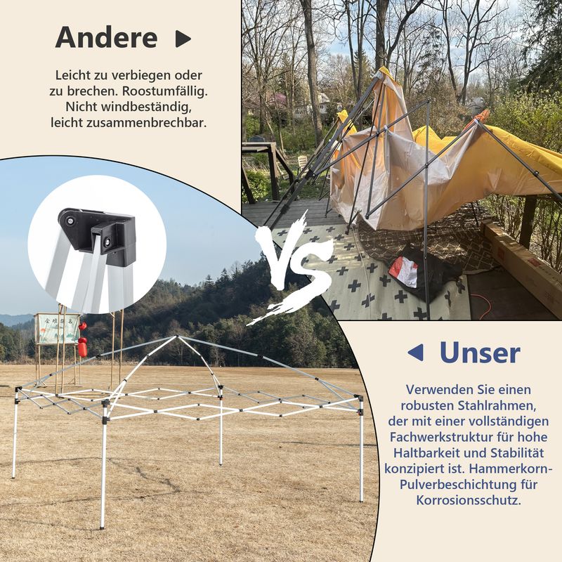 Pavillon 3 x 3 m, tonnelle de jardin étanche et réglable en hauteur, avec 4 sacs de sable et sac de transport (bleu)_voghion.com