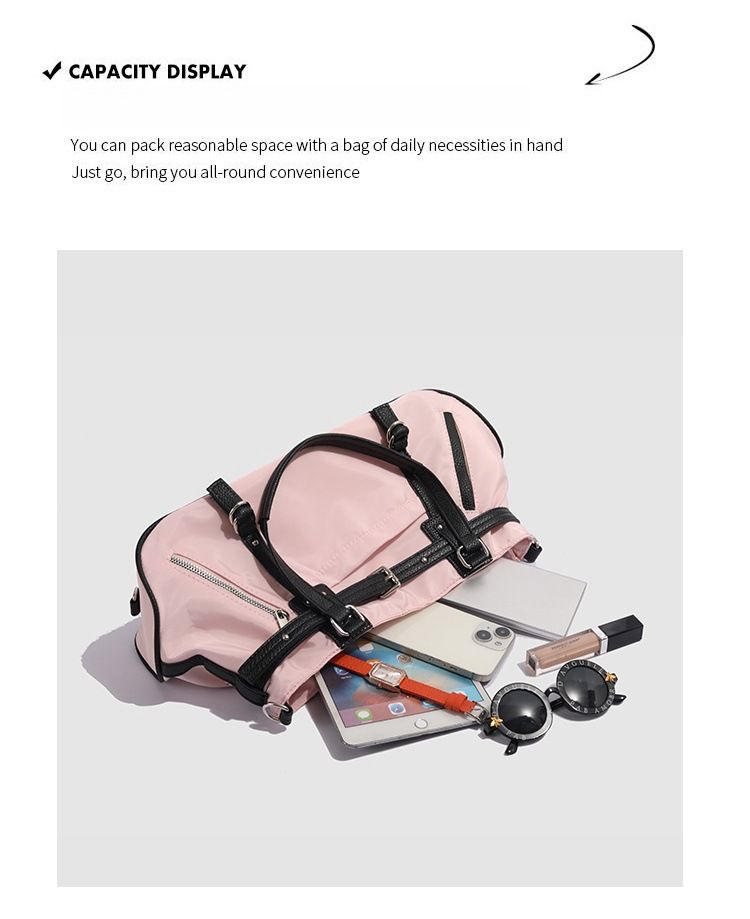 Stylish Unisex Nylon Tote Bag For Travel, Gym & Daily Use - Spacious 20-35L Capacity, Lightweight & Durable (Pink, Black, Leopard Print)_voghion.com