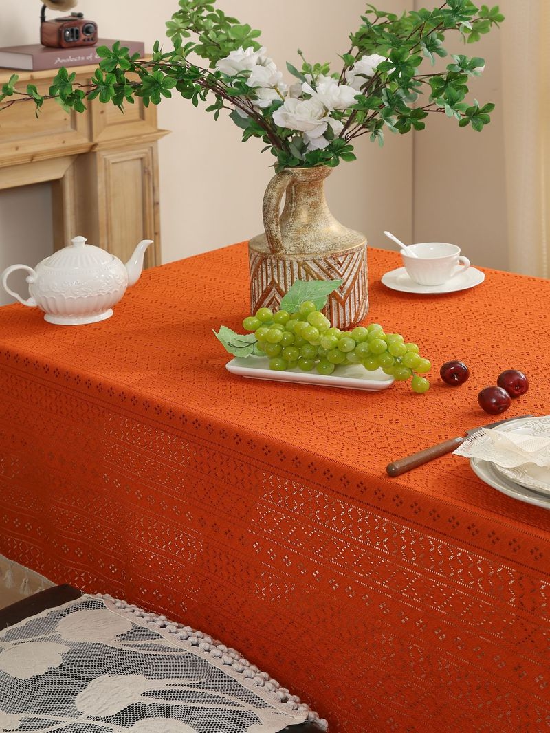 Geometric Tablecloth With Tassels – Non-Slip & Durable Polyester Fabric For Dining/Picnic/Café (140x100cm To 140x260cm, 4 Colors)_voghion.com