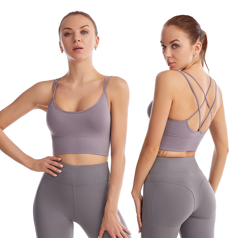 2023 Cross Back Quick Drying Shock-absorbing Fitness Running Yoga Sports Bra Oversized Bra_voghion.com