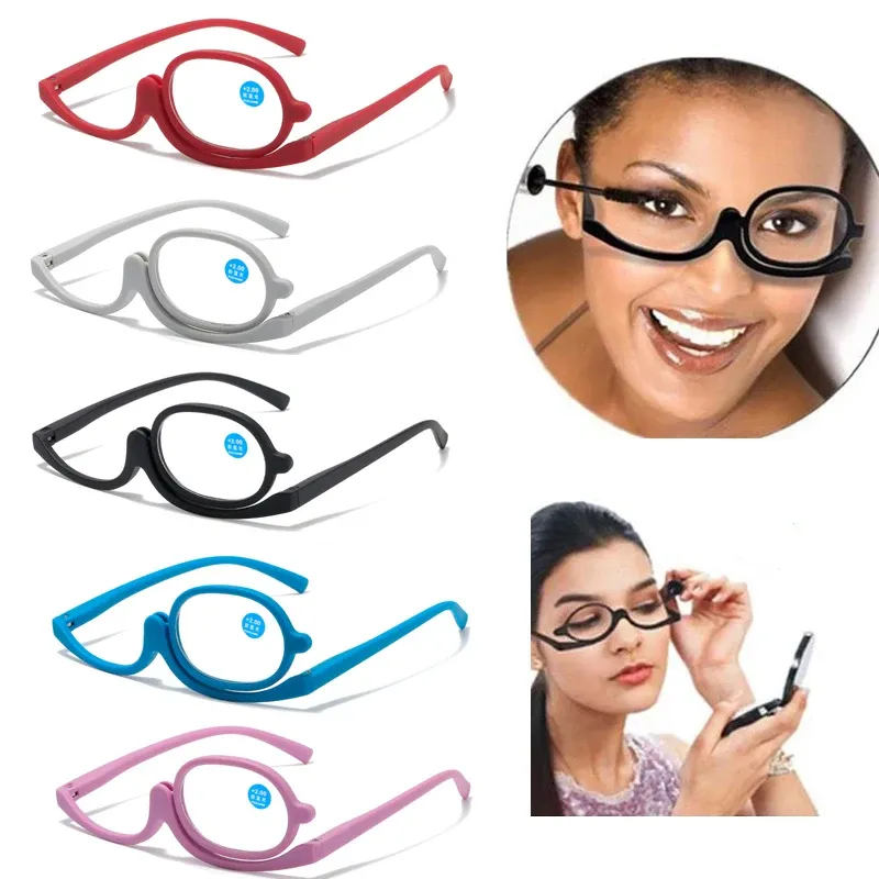 Moda Ingrandimento Rotante Trucco Occhiali da Lettura Anti Luce Blu Trucco Presbiti Occhiali Diottrie +1.0 +1.5 +2.0 A +4.0_voghion.com