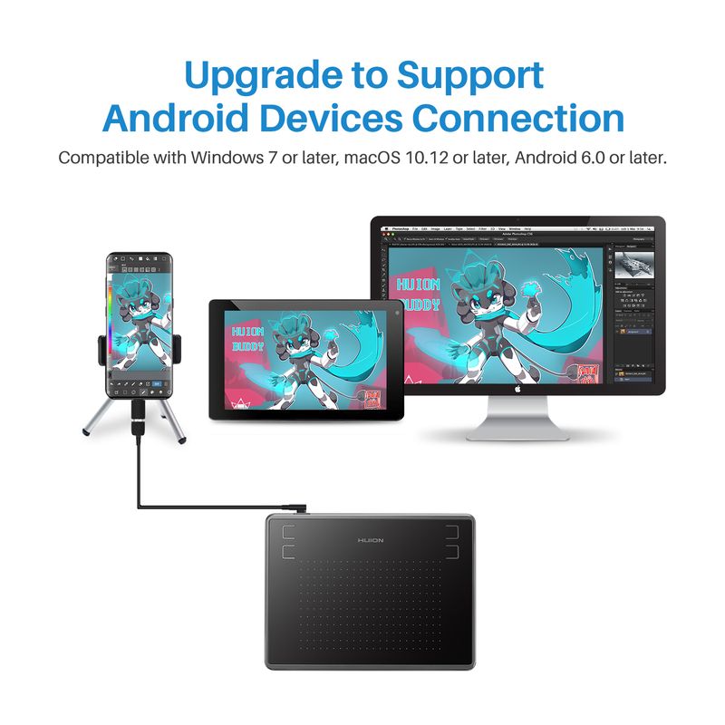 Huion H430P Digital Tablets Micro USB Signature Graphics Drawing Pen OSU Game Battery-Free Tablet Android Windows_voghion.com