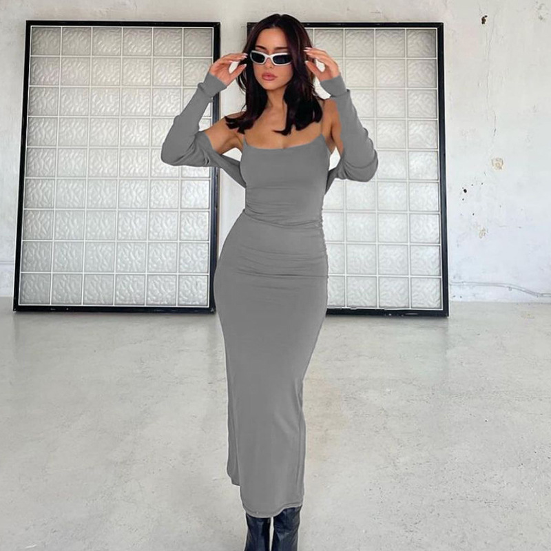 Women's room peach pure slimming peach hip strap long fishtail skirt_voghion.com
