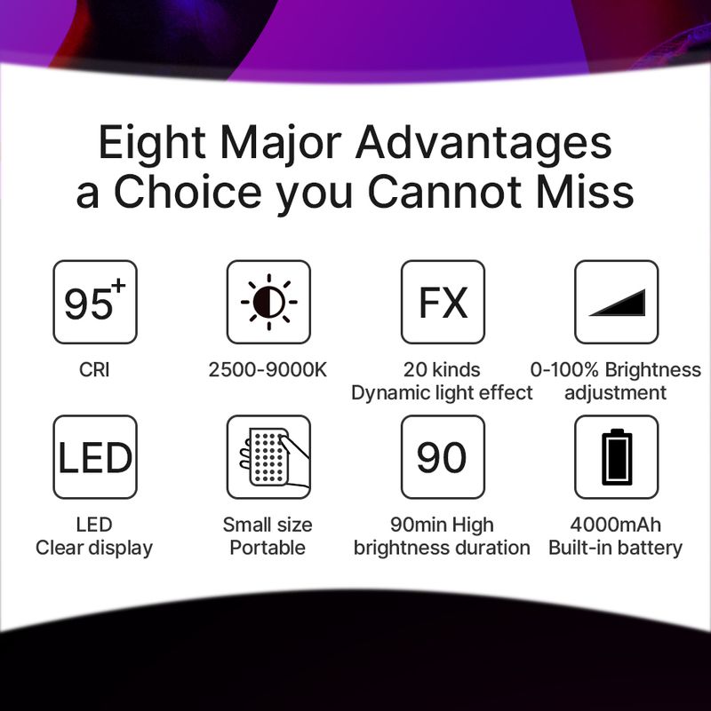 Ulanzi VL120 Full Color RGB Video 2500K-9000K LED Photography Lighting Dimmable Camera Live Vlog Fill Light_voghion.com