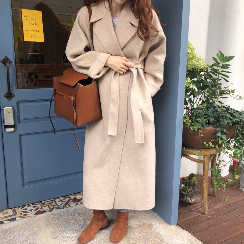 Women's Clothing ins French elegant retro temperament handmade cashmere wool coat long wool coat female_voghion.com
