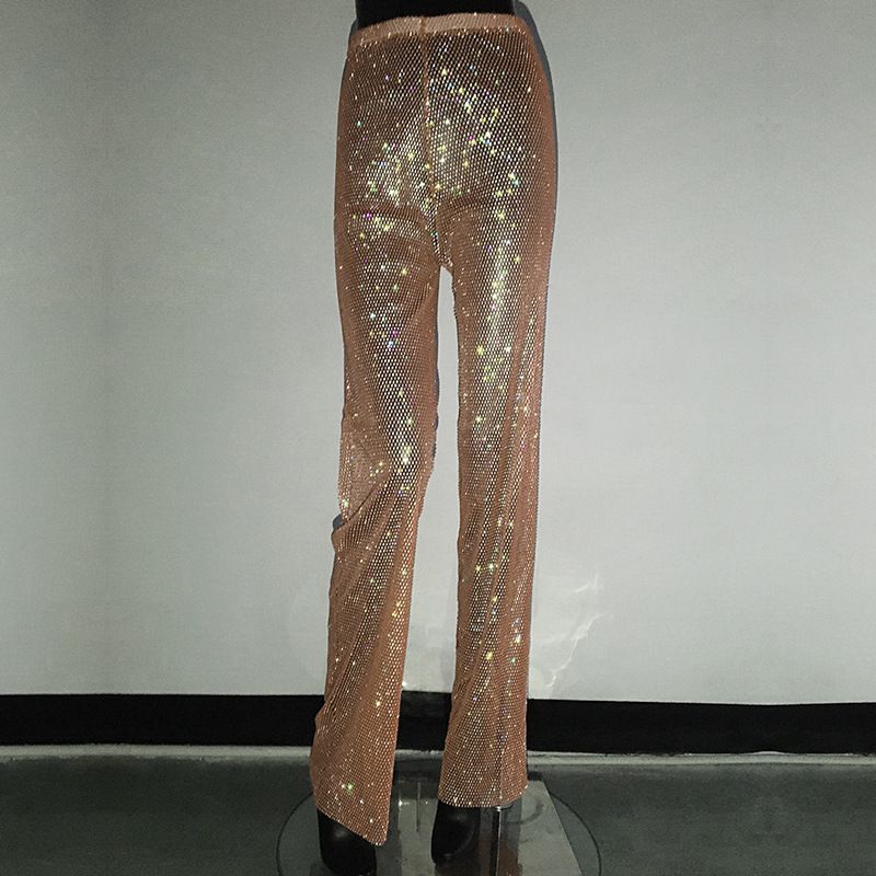Maglietta da pesca con strass, a maniche lunghe, girocollo, leggera e di lusso, da donna, con look scintillante, alla moda e di tendenza._voghion.com