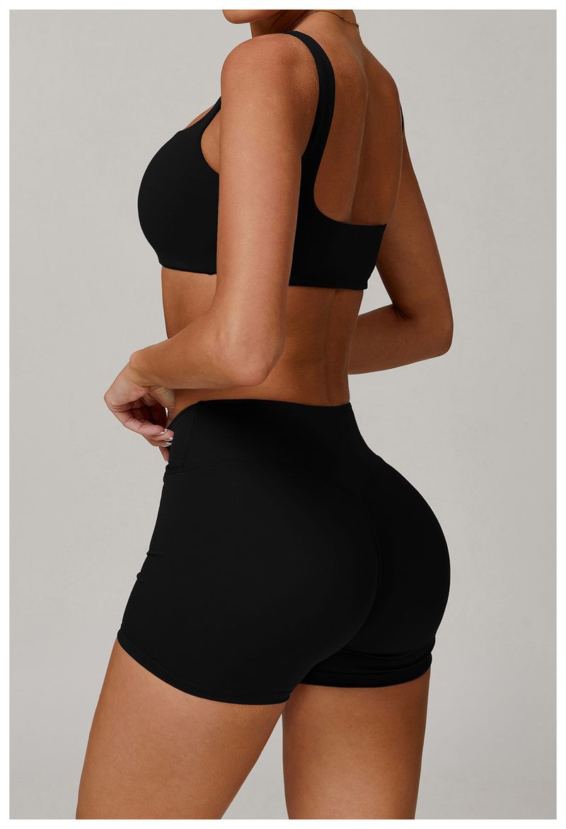 Short de yoga taille haute sans coutures pour femme - Short d'entraînement liftant les fesses avec sensation de nudité, respirant et à séchage rapide, design croisé à la taille_voghion.com