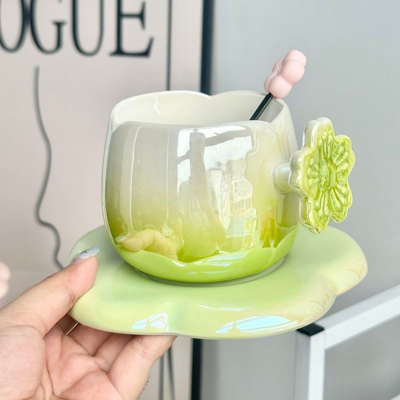 Nordic Style Gradient Coffee Cup And Saucer Exquisite Office Afternoon Tea Mug Women's Practical Gift For Bridesmaids_voghion.com