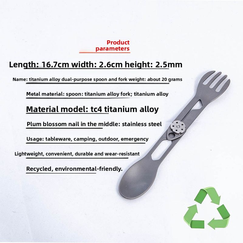 Outdoor Multifunctional Titanium Alloy Dual-use Bottle Can Opener Fish Fork Spoon Camping Tableware Portable_voghion.com