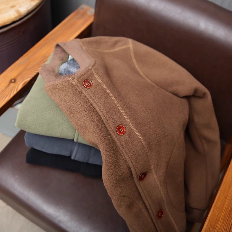 Nuova giacca da baseball in velluto spesso, felpa con cappuccio in pile Shake, cappotto da uomo, autunno e inverno doppio strato caldo spesso_voghion.com
