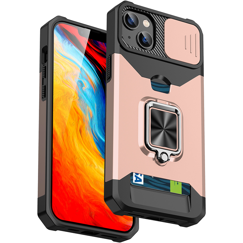 Slide Camera Lens Protector Armor Case für iPhone 15 13 14 11 12 Pro Max 13Mini XR X XSMAX 7 8 6 Plus SE2 Kartensteckplatz Military Grade Bumpers Ring Cover_voghion.com