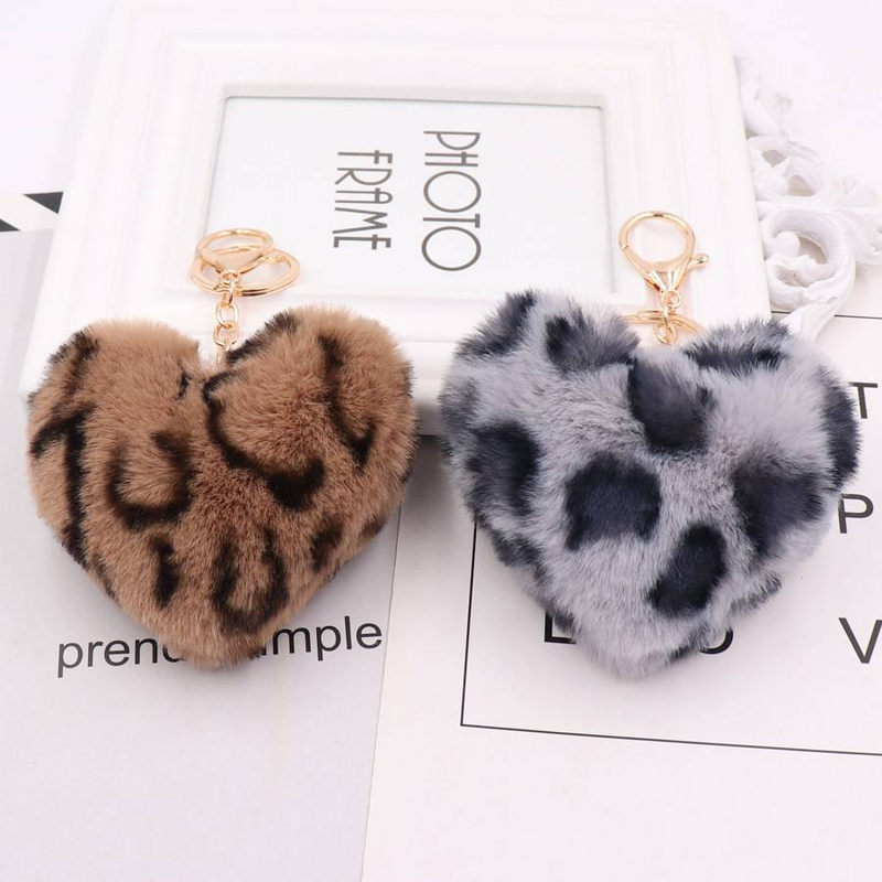 Leopard Herz Schlüsselanhänger Plüsch Schlüsselanhänger Anhänger Tasche Dekoration Schlüsselanhänger_voghion.com