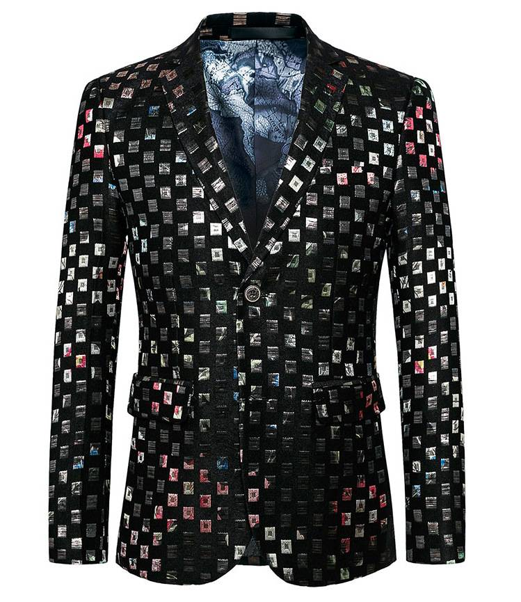 New Product Fashion European-USA Style Black Blazers Men's Hot Stamping Printing Long Sleeve Slim Suit Jacket M-6XL_voghion.com