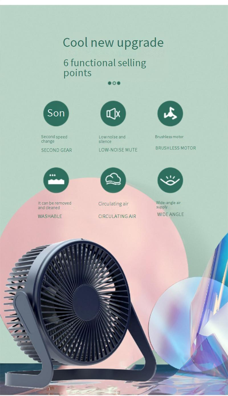 Wentylator biurkowy USB - duży przepływ powietrza i cicha praca do biura i dla studentów Regulowany kąt nachylenia dla optymalnego przepływu powietrza_voghion.com