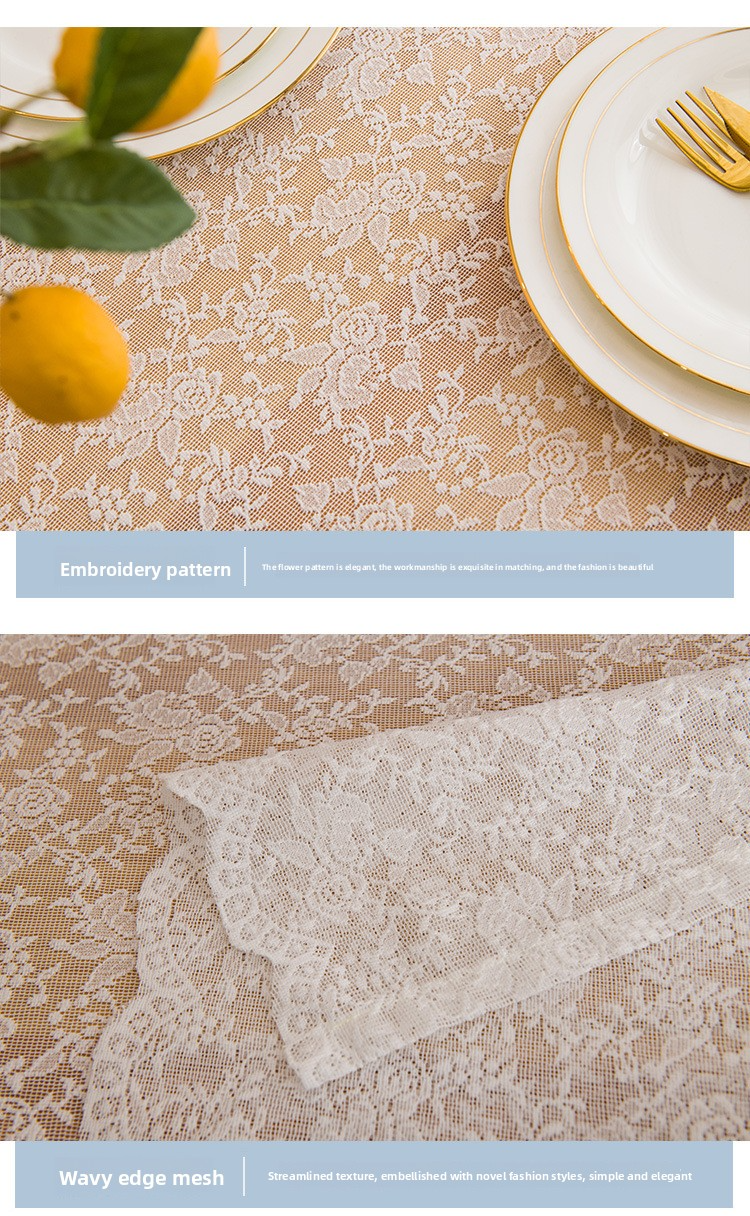 Farmhouse Lace Tablecloth – Non-Slip Rectangular Table Cover, Picnic Blanket, Photo Backdrop For Dining, Boho & Scandinavian Home Decor_voghion.com